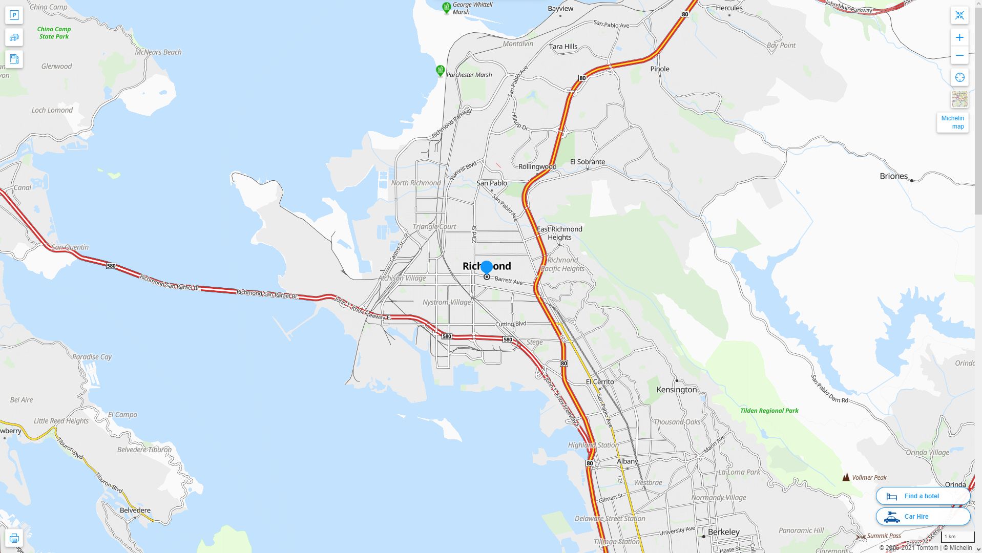 Richmond California Highway and Road Map